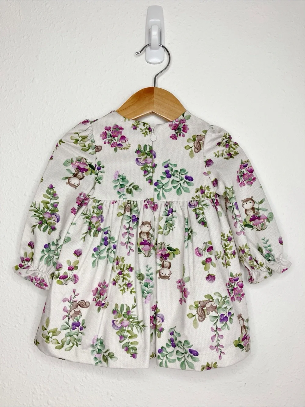NWT Mayoral smocked dress orchid floral with squirrel infant girls size 9 months